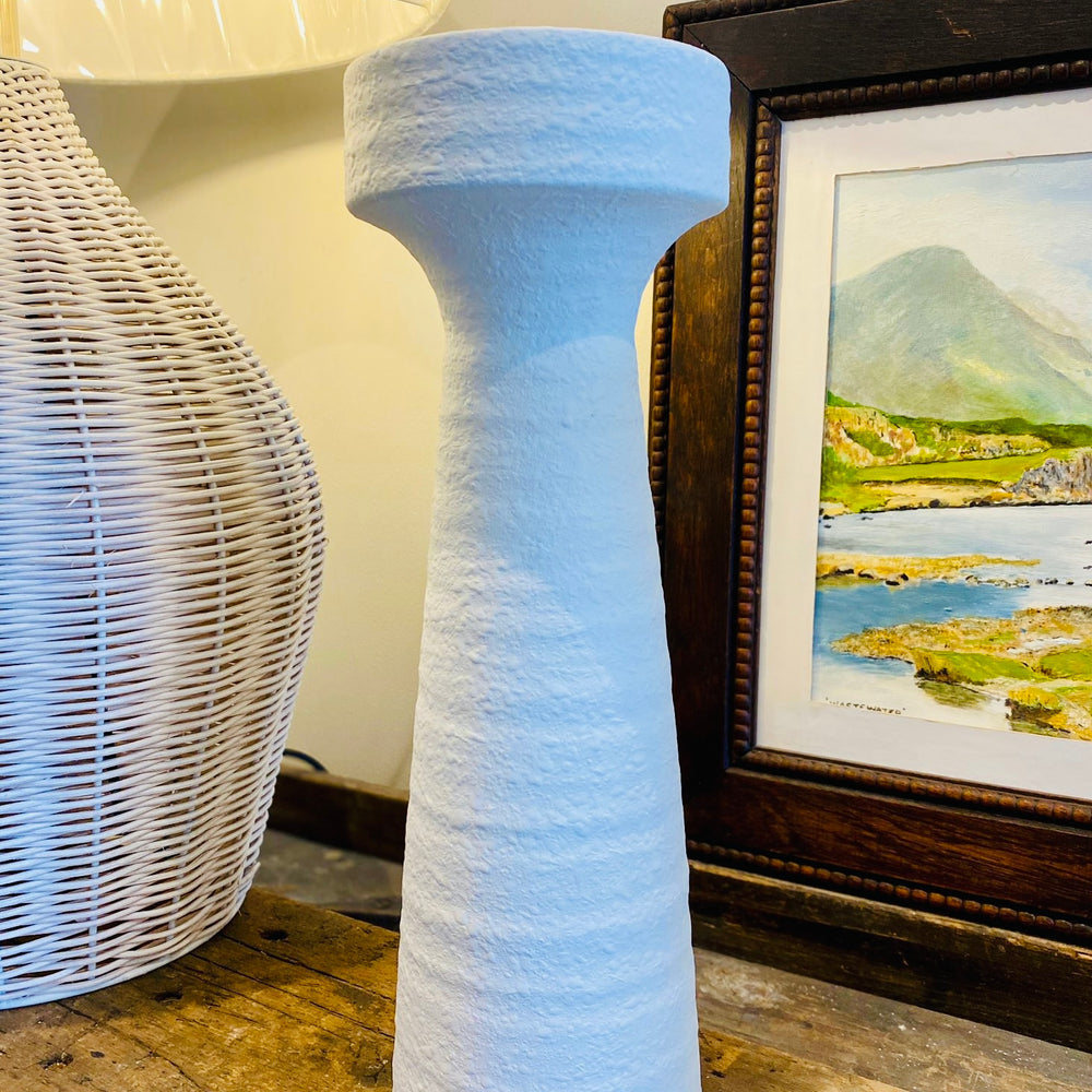 'Pisa' Tall White Plaster Effect Candleholder