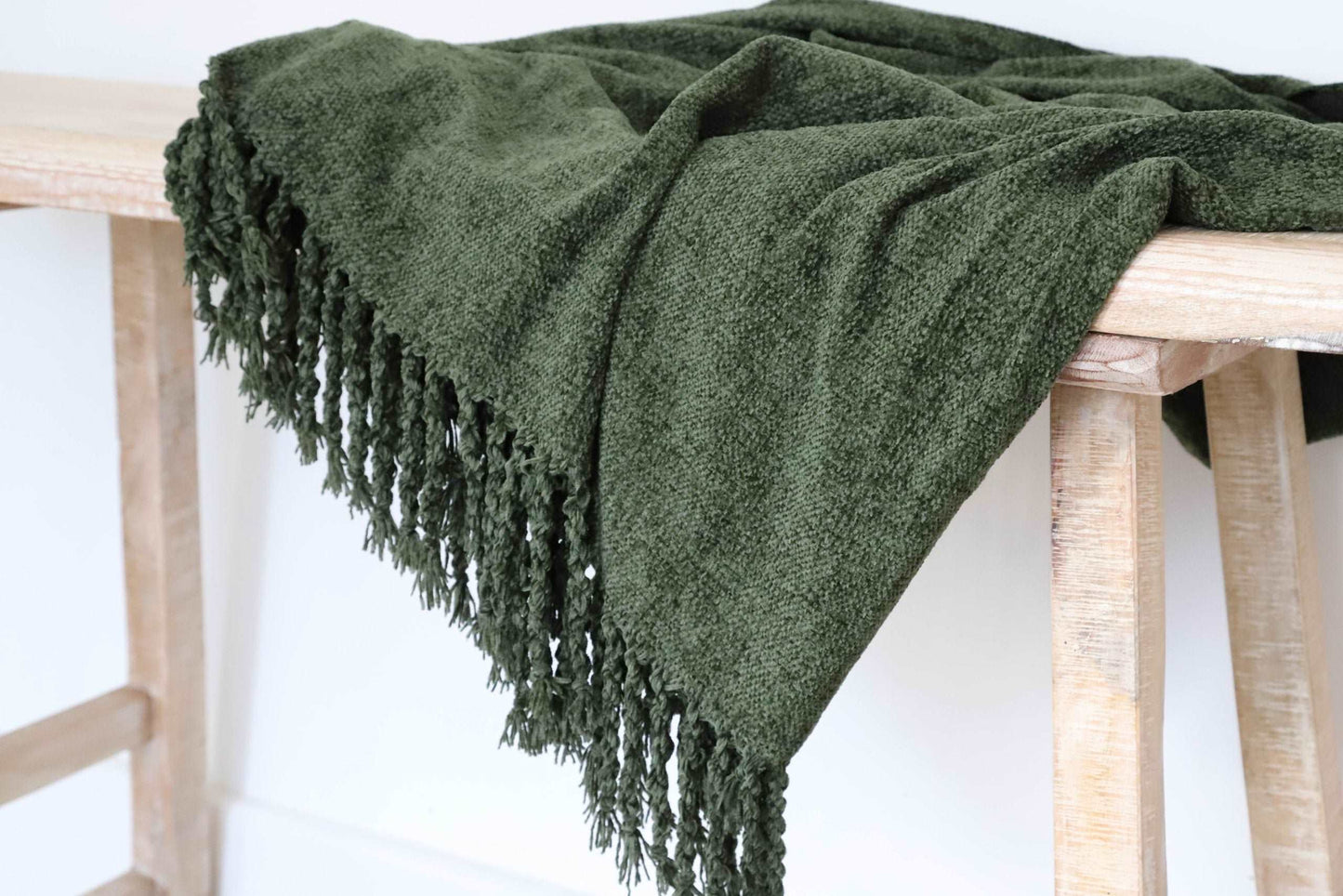 Khaki Tassel Throw 170x130cm