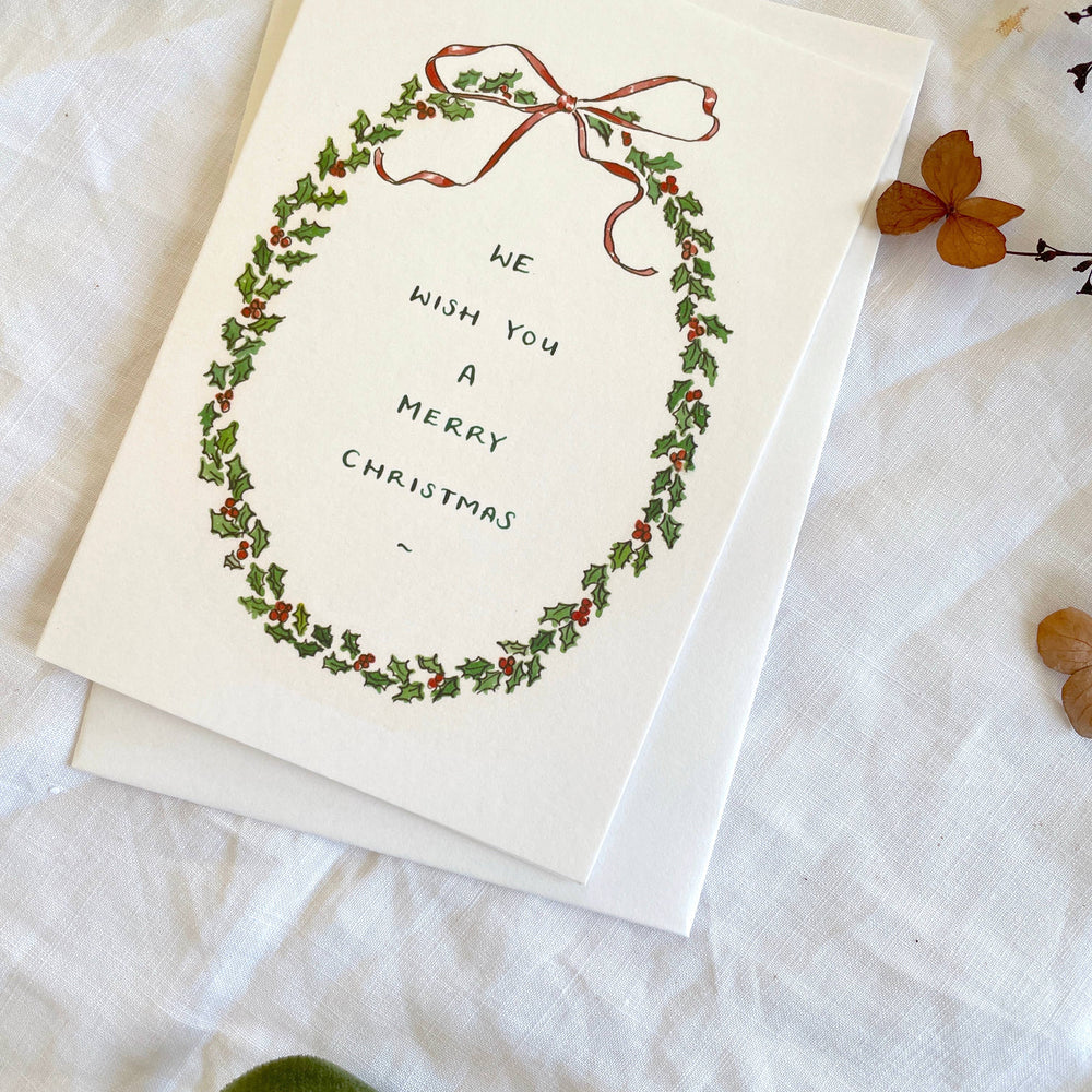 
                      
                        Holly Wreath 'We Wish You A Merry Christmas' Card
                      
                    