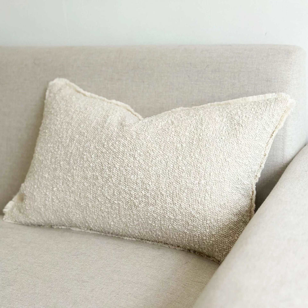 Ophelia Cream Boucle Feather Cushion 50×30cm