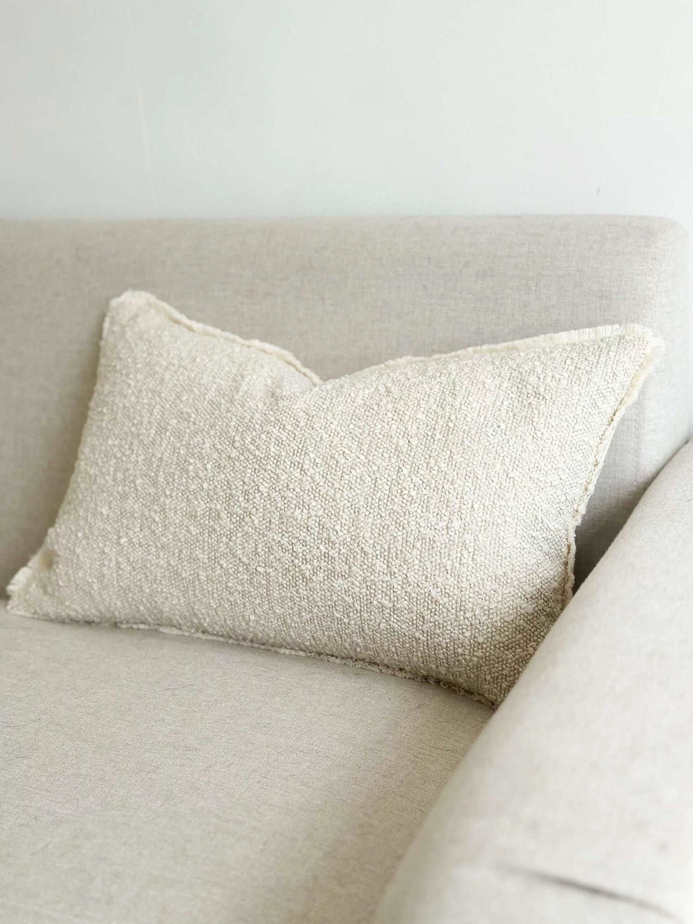 Ophelia Cream Boucle Feather Cushion 50×30cm