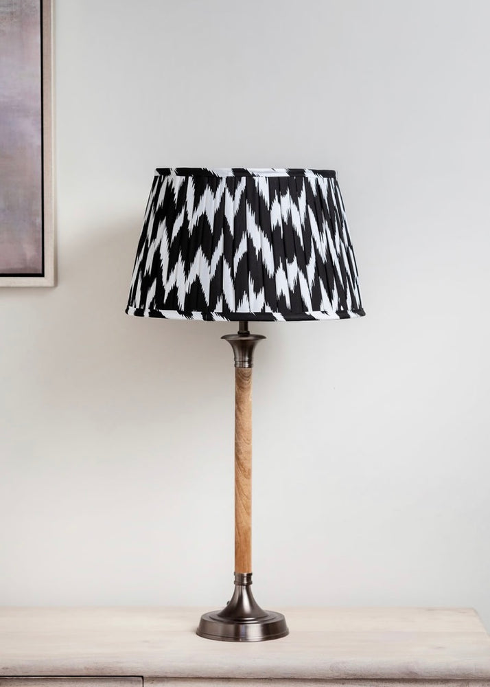 The Chirala Black & White Ikat Mango Wood Lamp