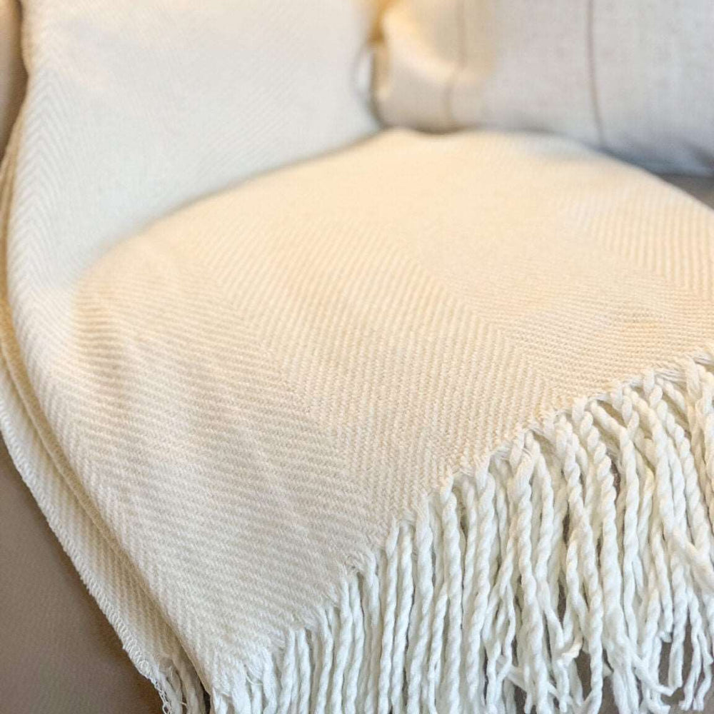 Cream & Beige Tassel Throw 170x130cm