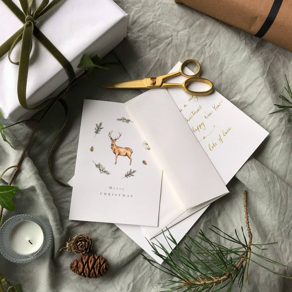 Foliage Reindeer, Stag, Deer 'Merry Christmas' Card