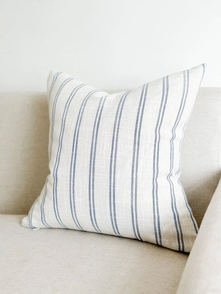 Darcy Blue Stripe Duck Feather Cushion 45×45cm