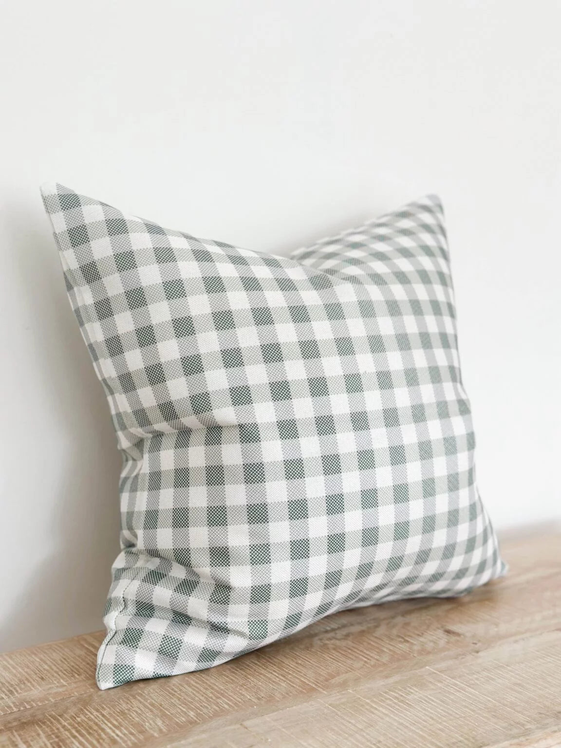 Iris Green Check Duck Feather Cushion 45x45cm