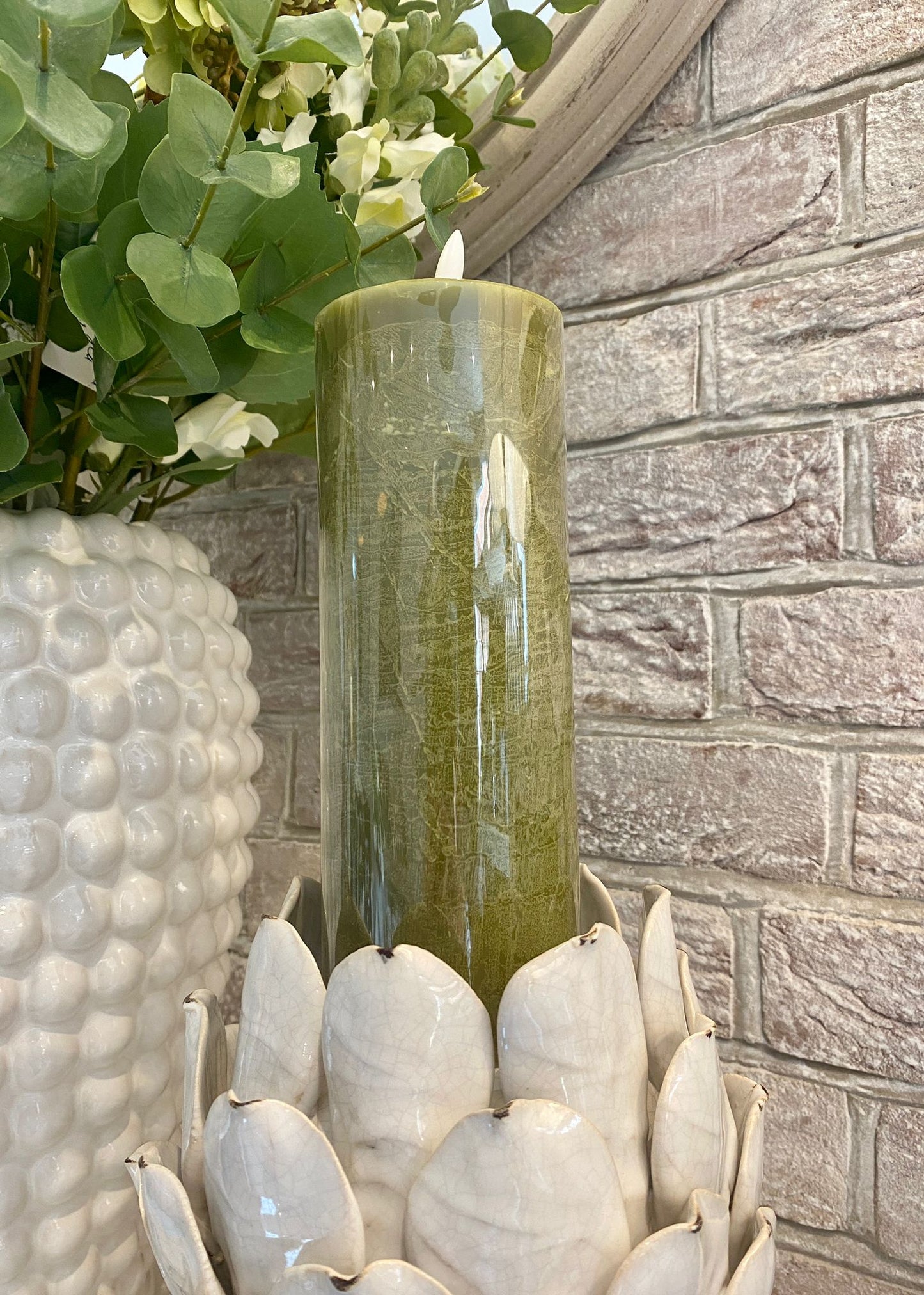 Faux Flame - Moss Green Candles