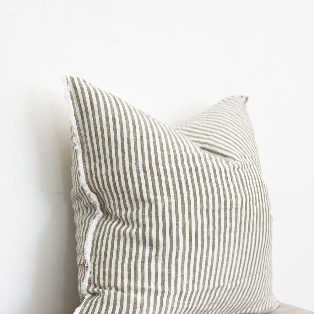 
                      
                        Camille Frayed Edge Olive Stripe Cushion 45x45cm
                      
                    