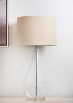 The Henley Glass Table Lamp with Linen Shade