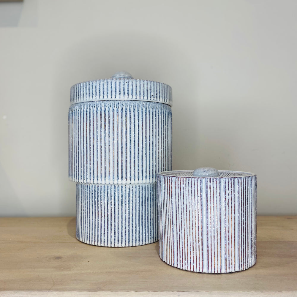 
                      
                        Large 'Padstow' Striped Lidded Ceramic Jar
                      
                    