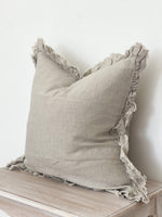 Ottilie Ruffled Edge Linen Beige Cushion 53x53cm