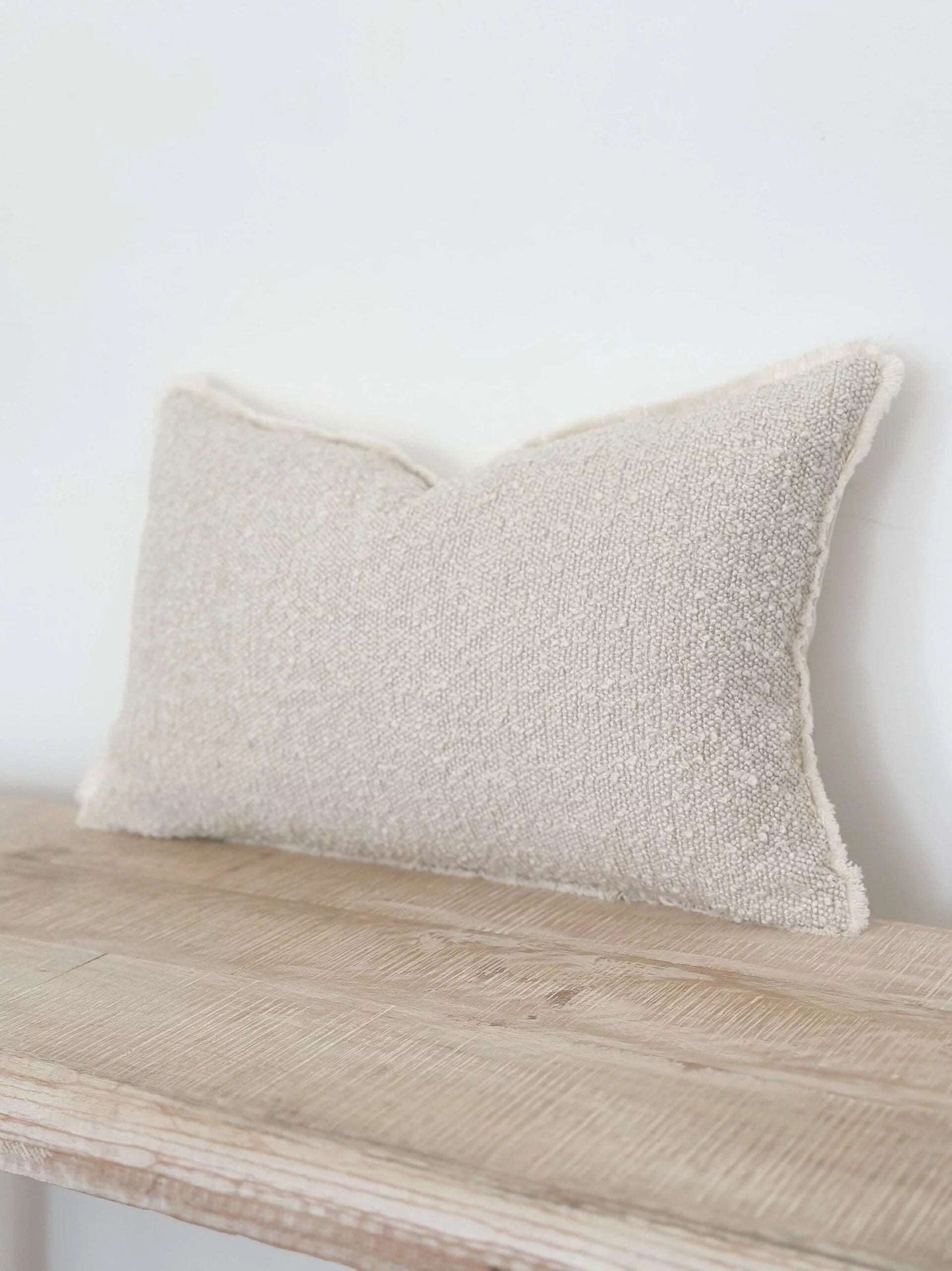 Ophelia Cream Boucle Feather Cushion 50×30cm