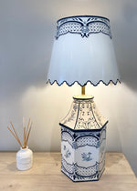 The Angélique Blue Toile Lamp with Scalloped Shade