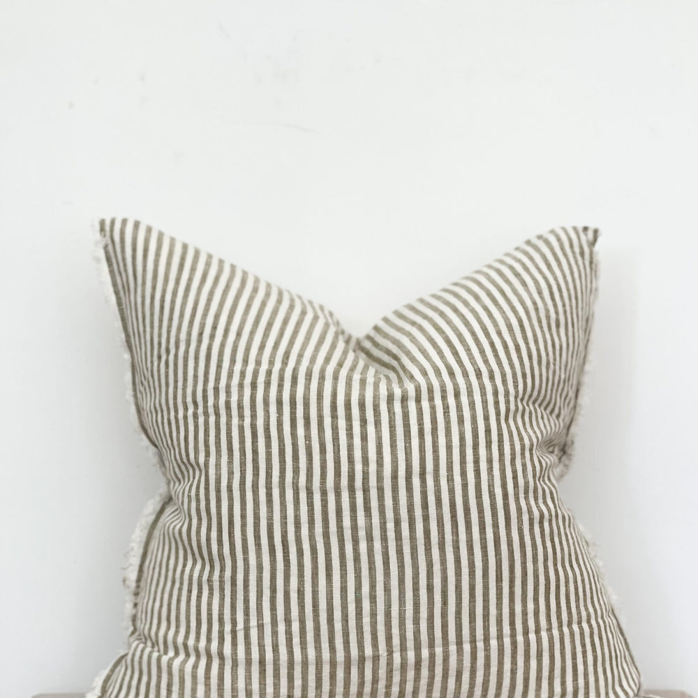 
                      
                        Camille Frayed Edge Olive Stripe Cushion 45x45cm
                      
                    