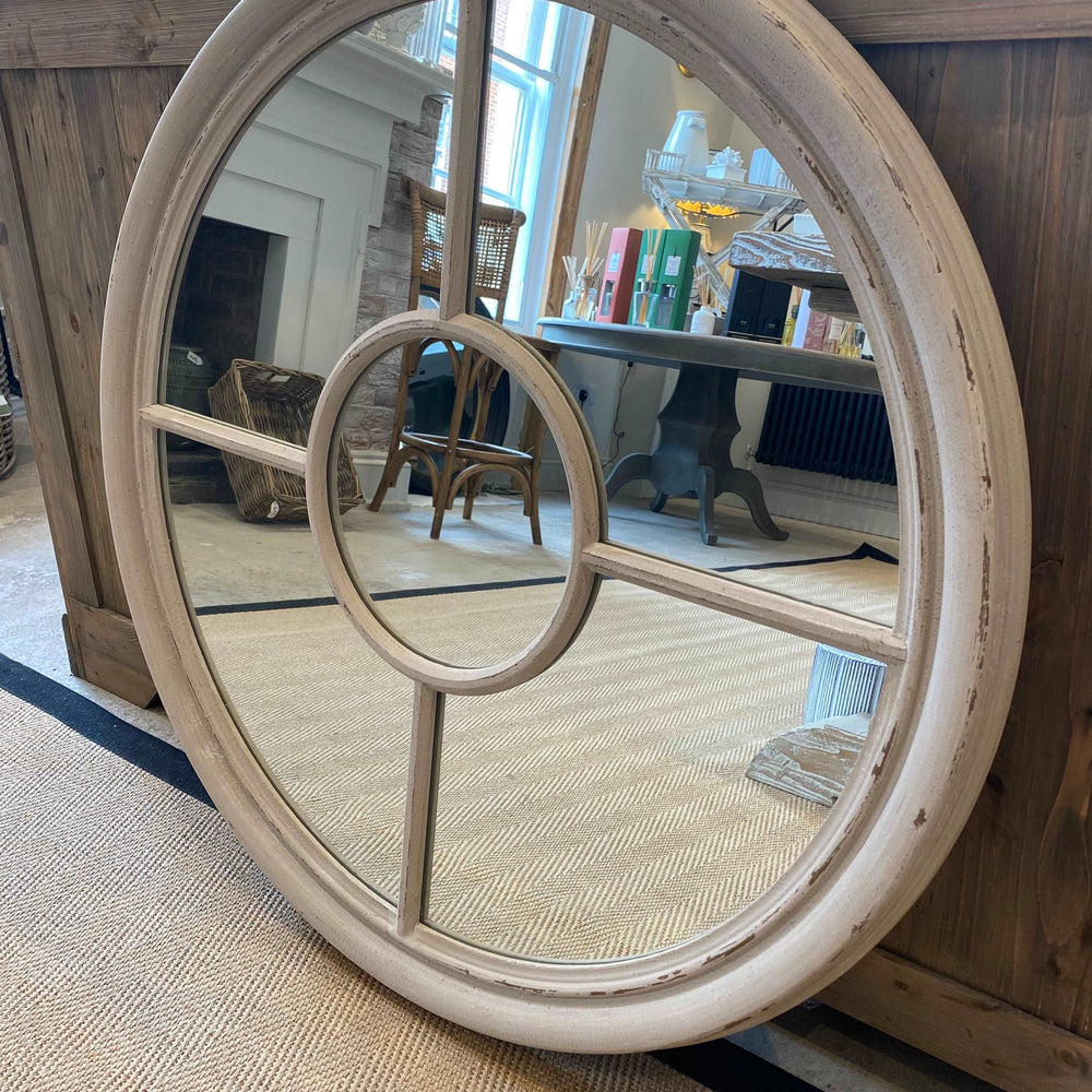 
                      
                        Large Round Taupe Window Mirror
                      
                    