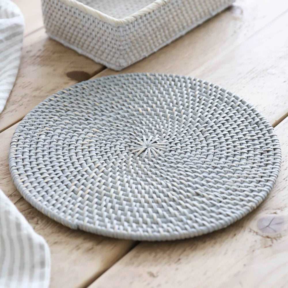 Grey Rattan Placemats Set Of 2