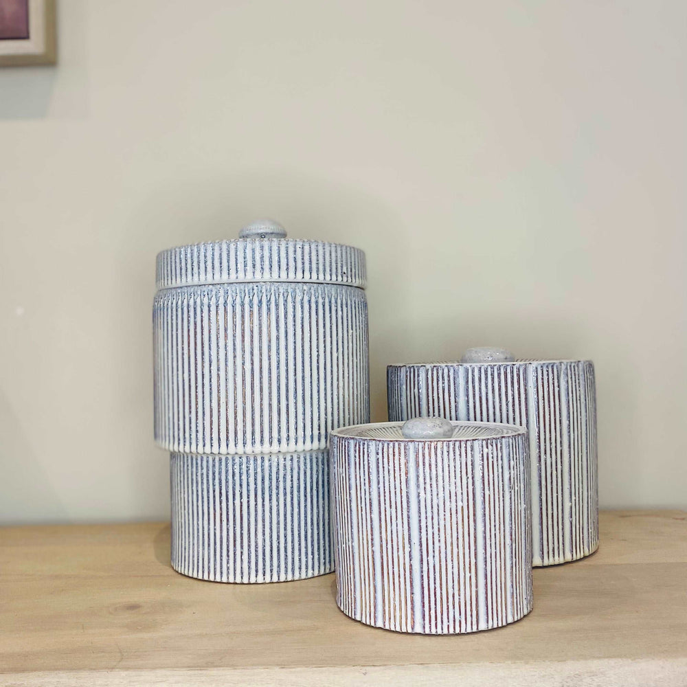 
                      
                        Large 'Padstow' Striped Lidded Ceramic Jar
                      
                    