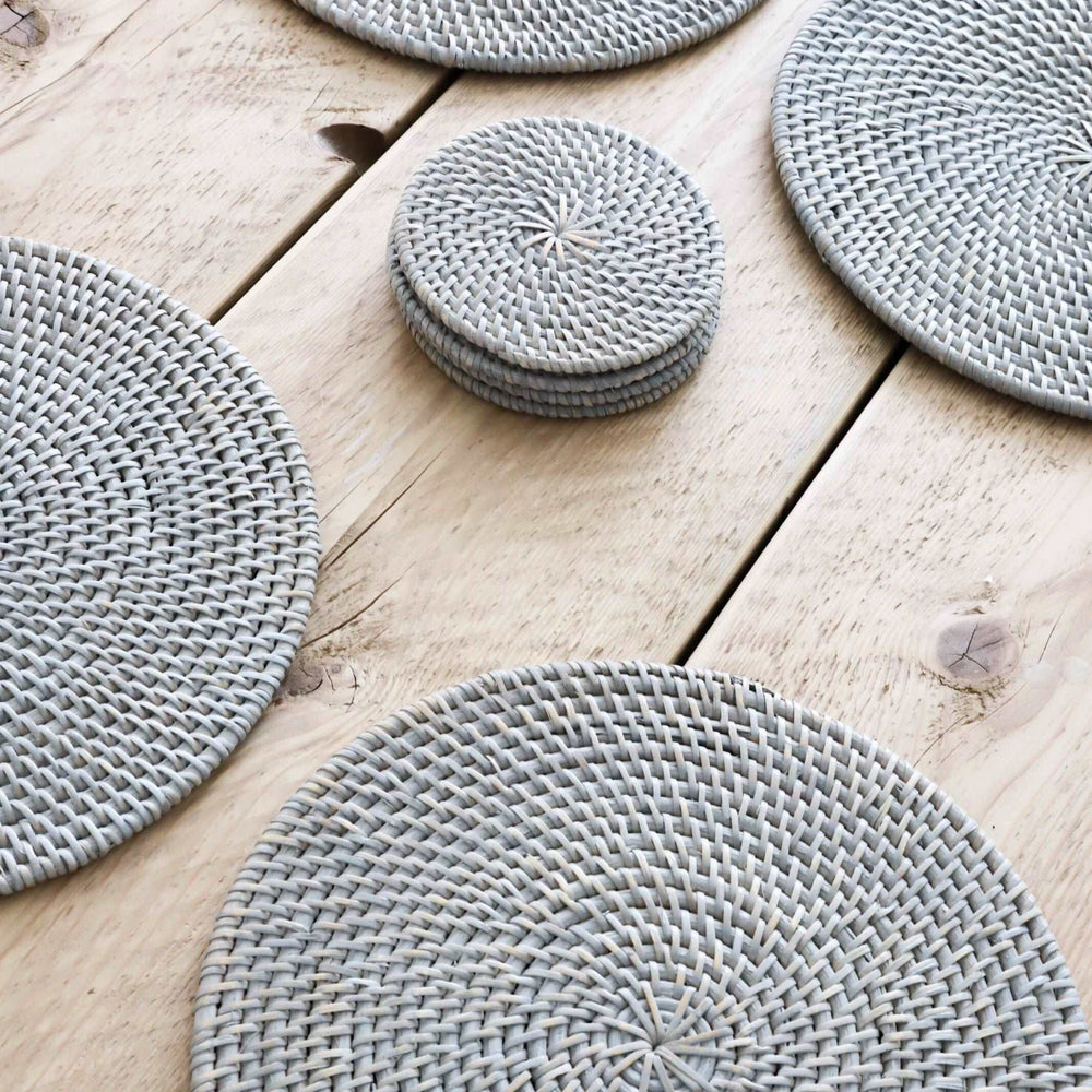 Grey Rattan Placemats Set Of 2