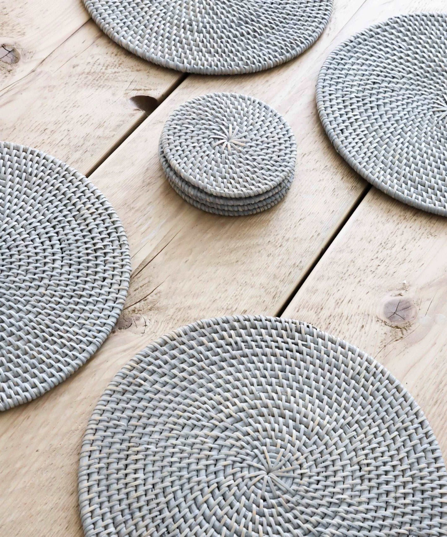 Grey Rattan Placemats Set Of 2