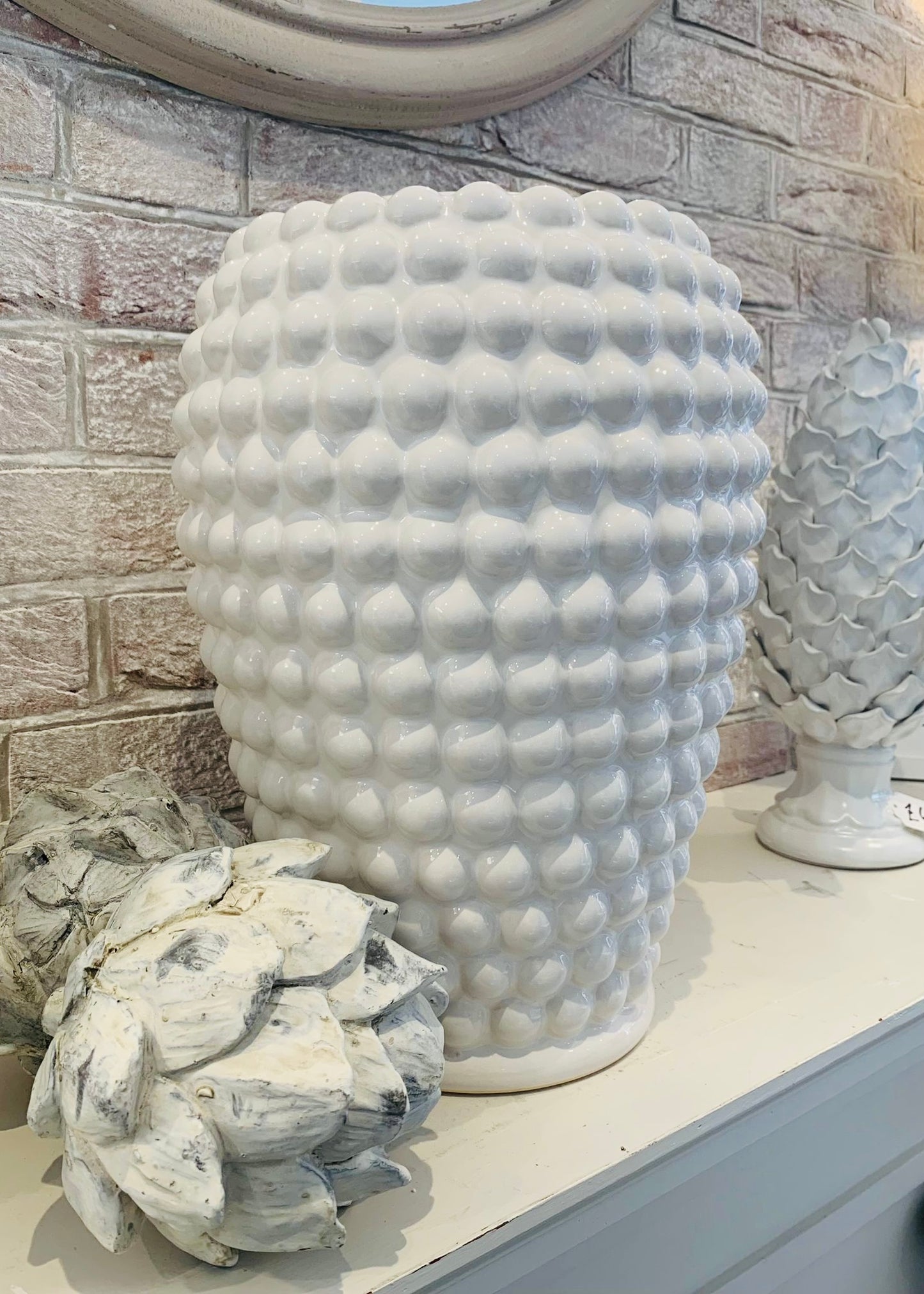 The Dotty Large White Bobble Vase