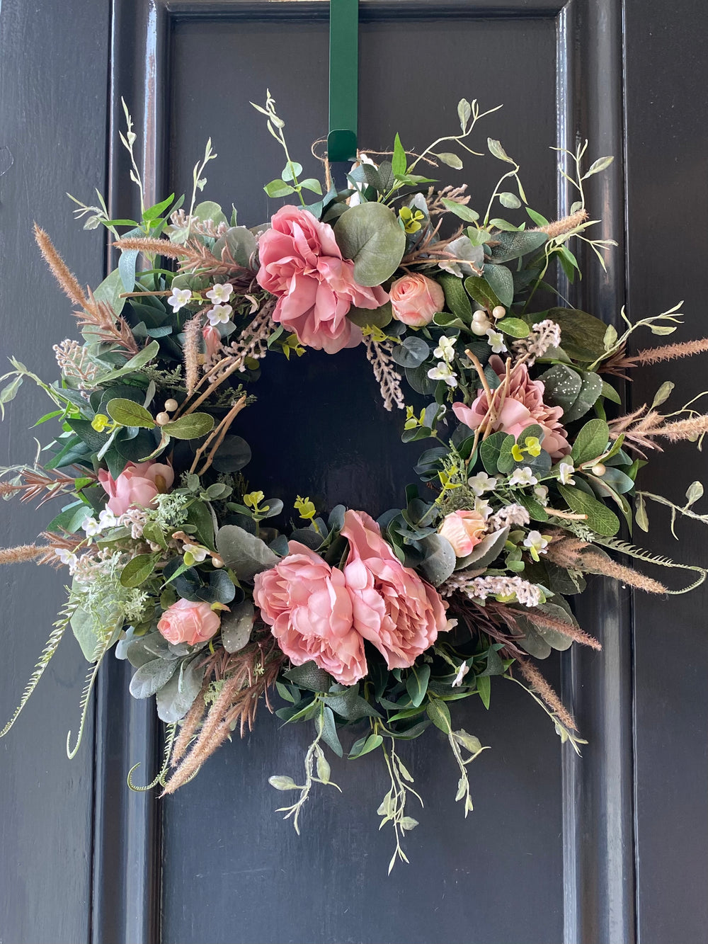 Pink Peony Faux Flower Wreath