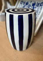The Matisse Blue Stripe Ceramic Stool