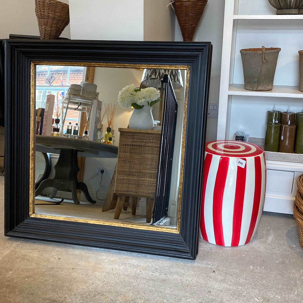 Black & Gold Large Square Mirror