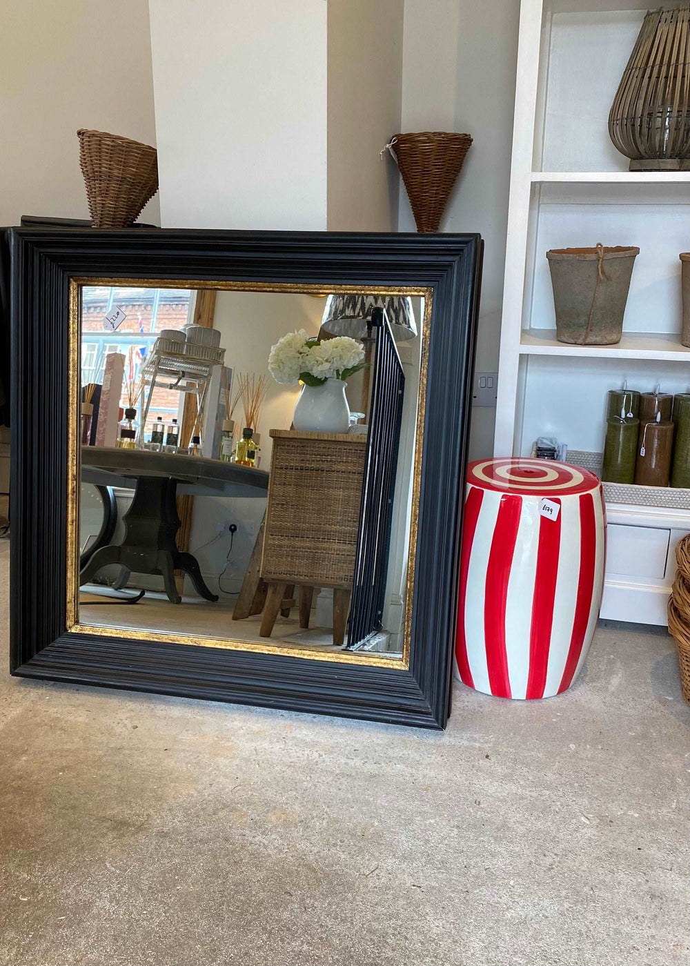 Black & Gold Large Square Mirror