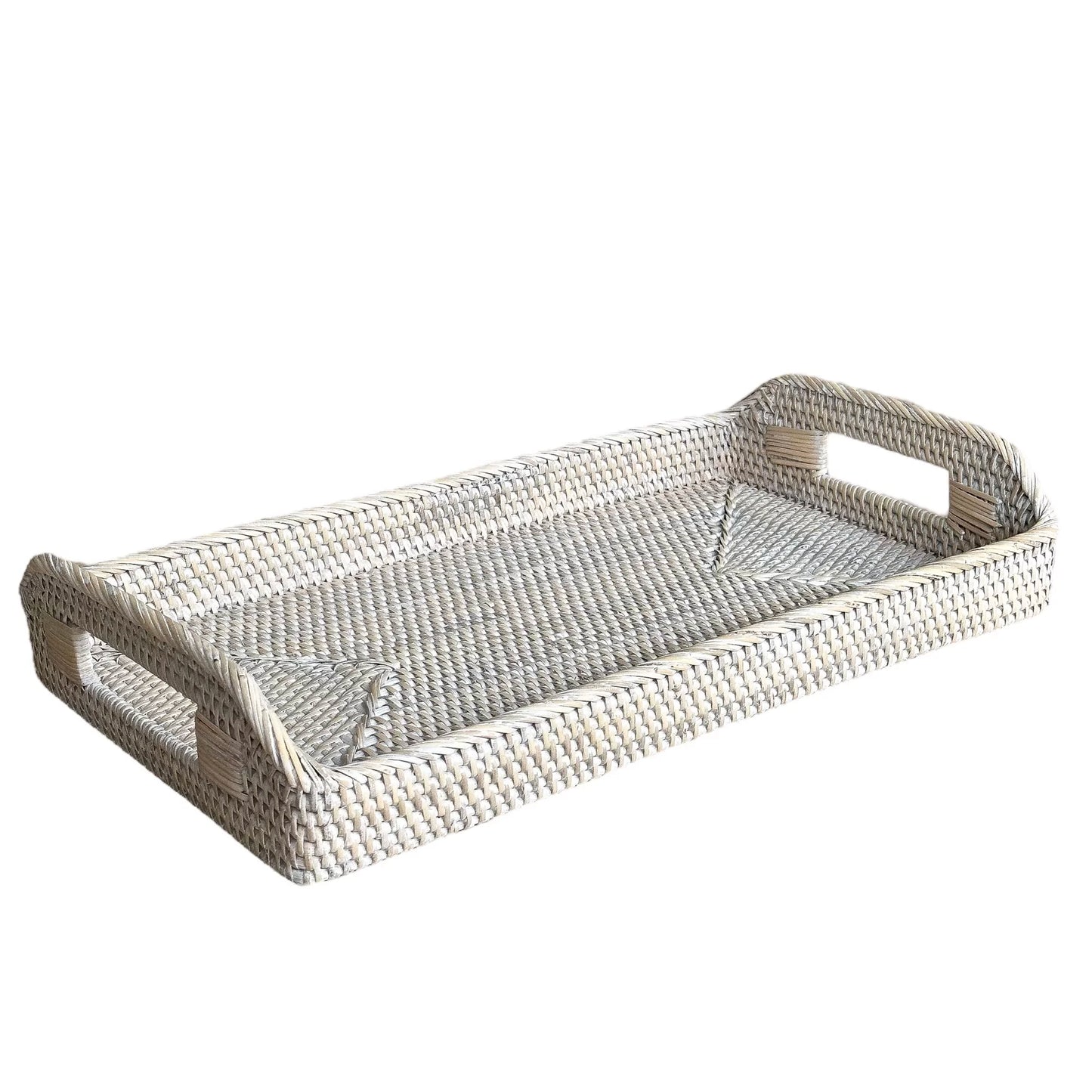 Large Rectangular Rattan Tray With Handles