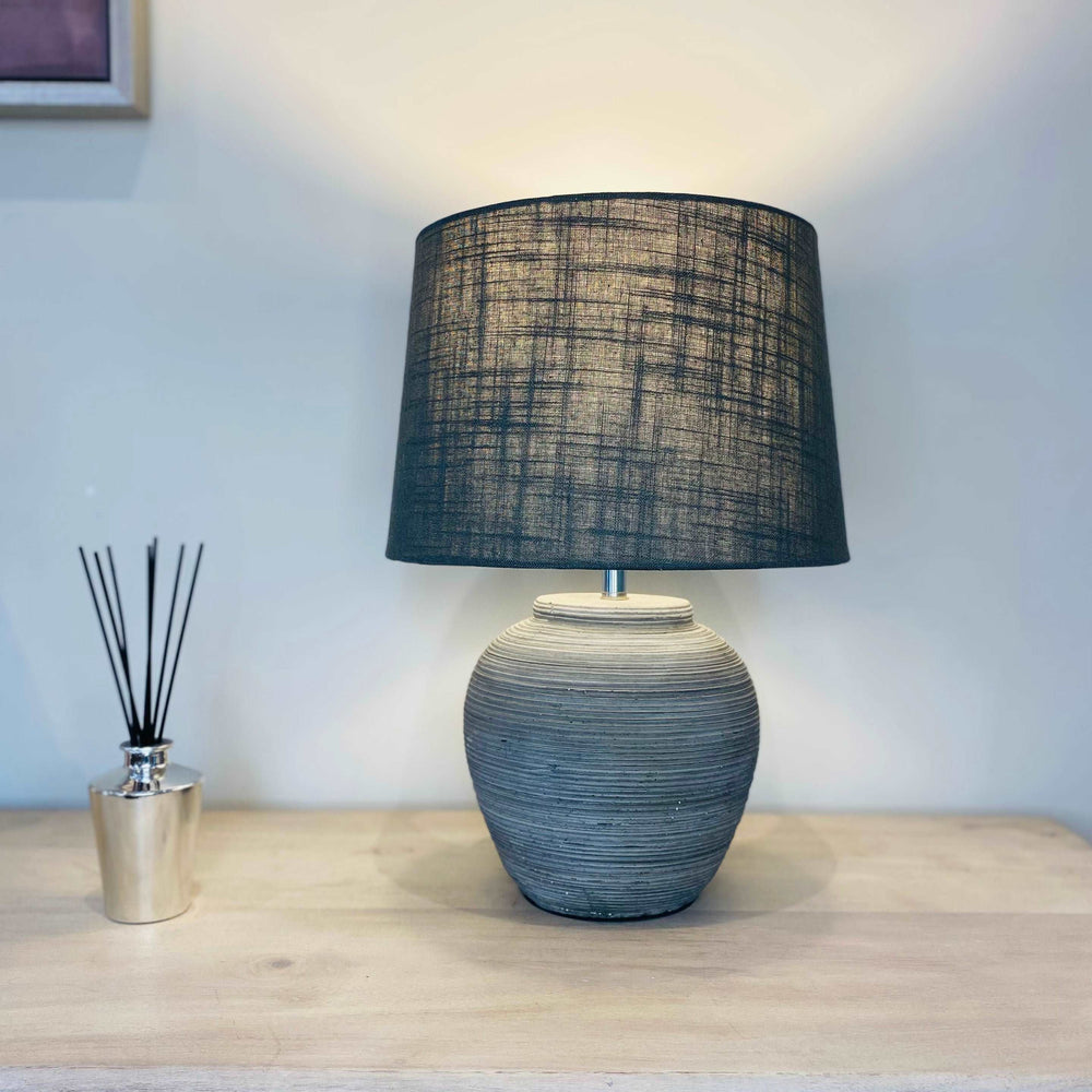 The Apollo Distressed Stone Table Lamp & Shade