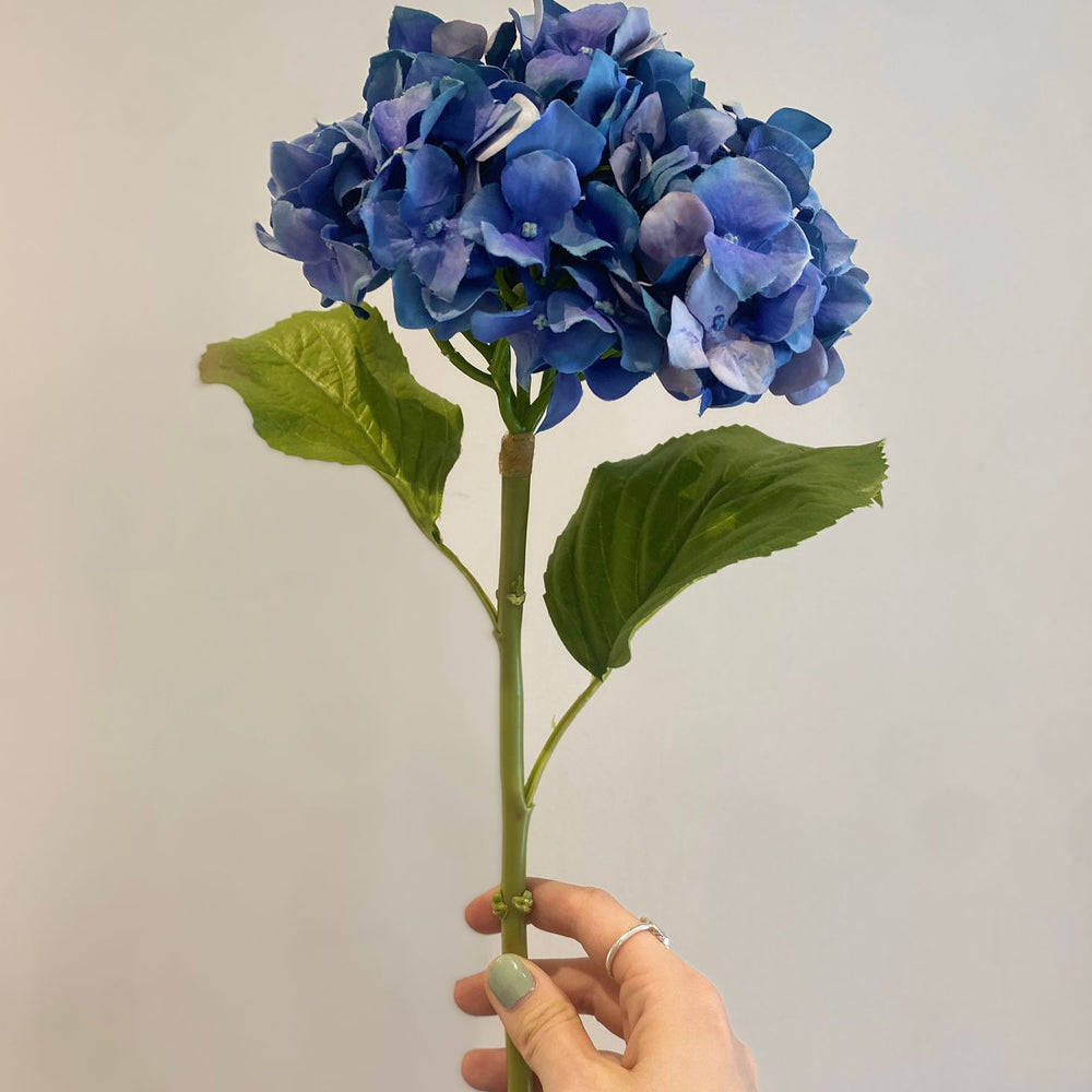 Faux Blue Hydrangea Stem