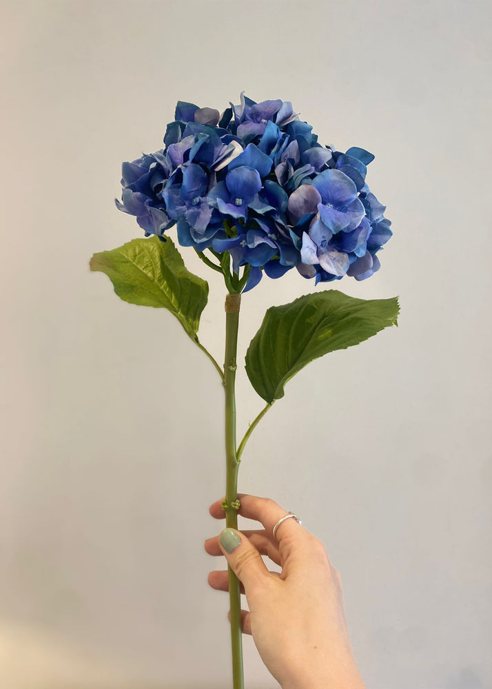 Faux Blue Hydrangea Stem