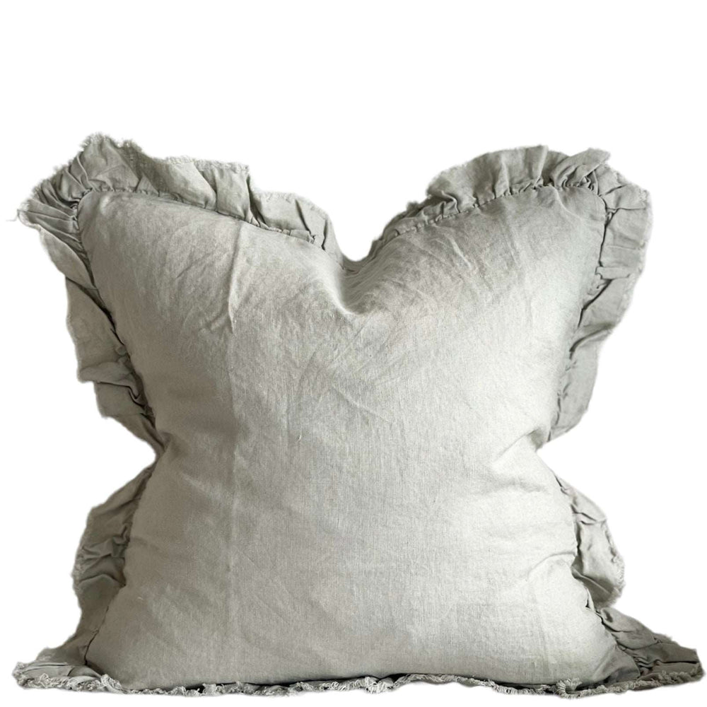 Ottilie Ruffled Edge Linen Dusty Sage 45x45cm