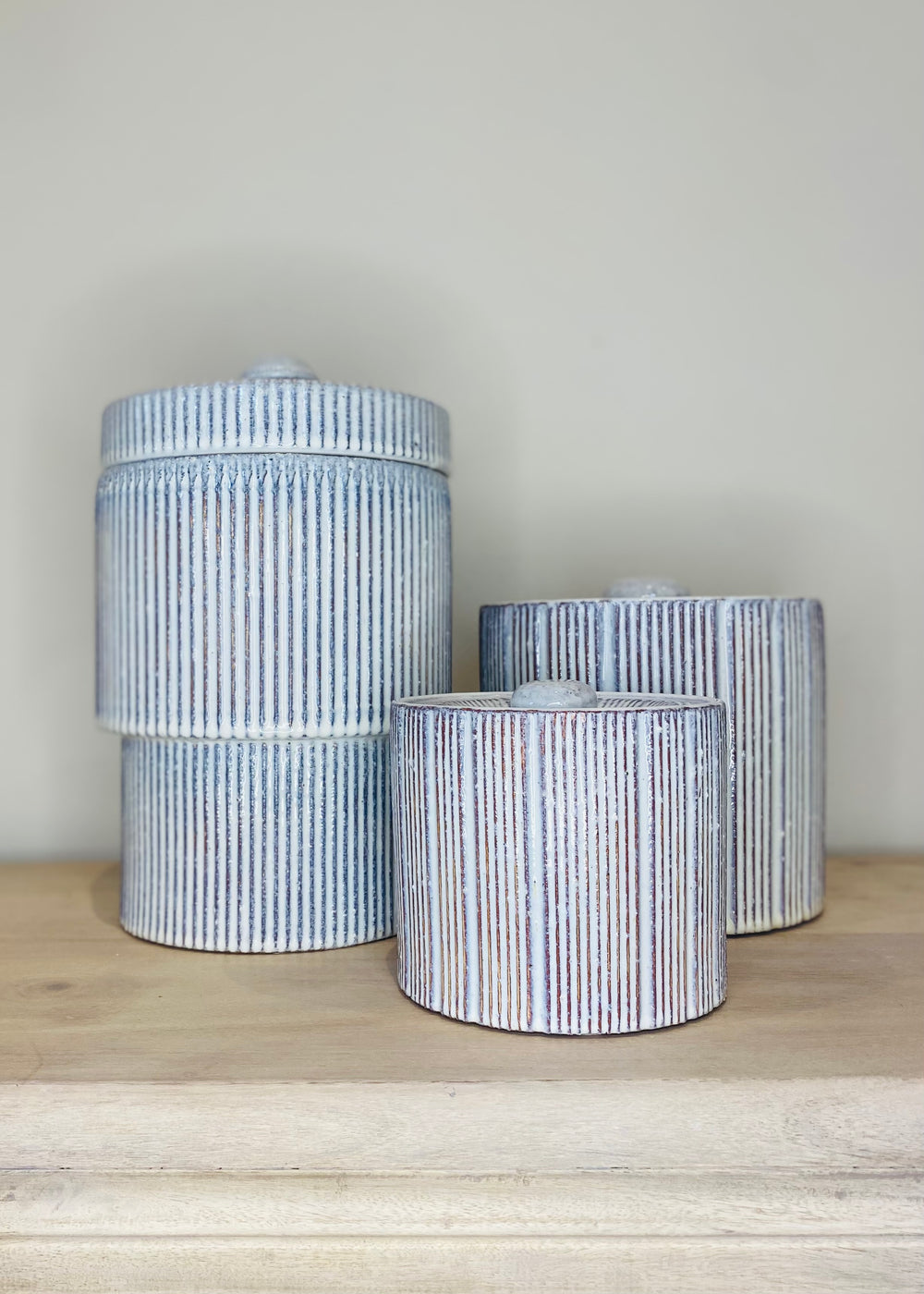 Small 'Padstow' Striped Lidded Jar