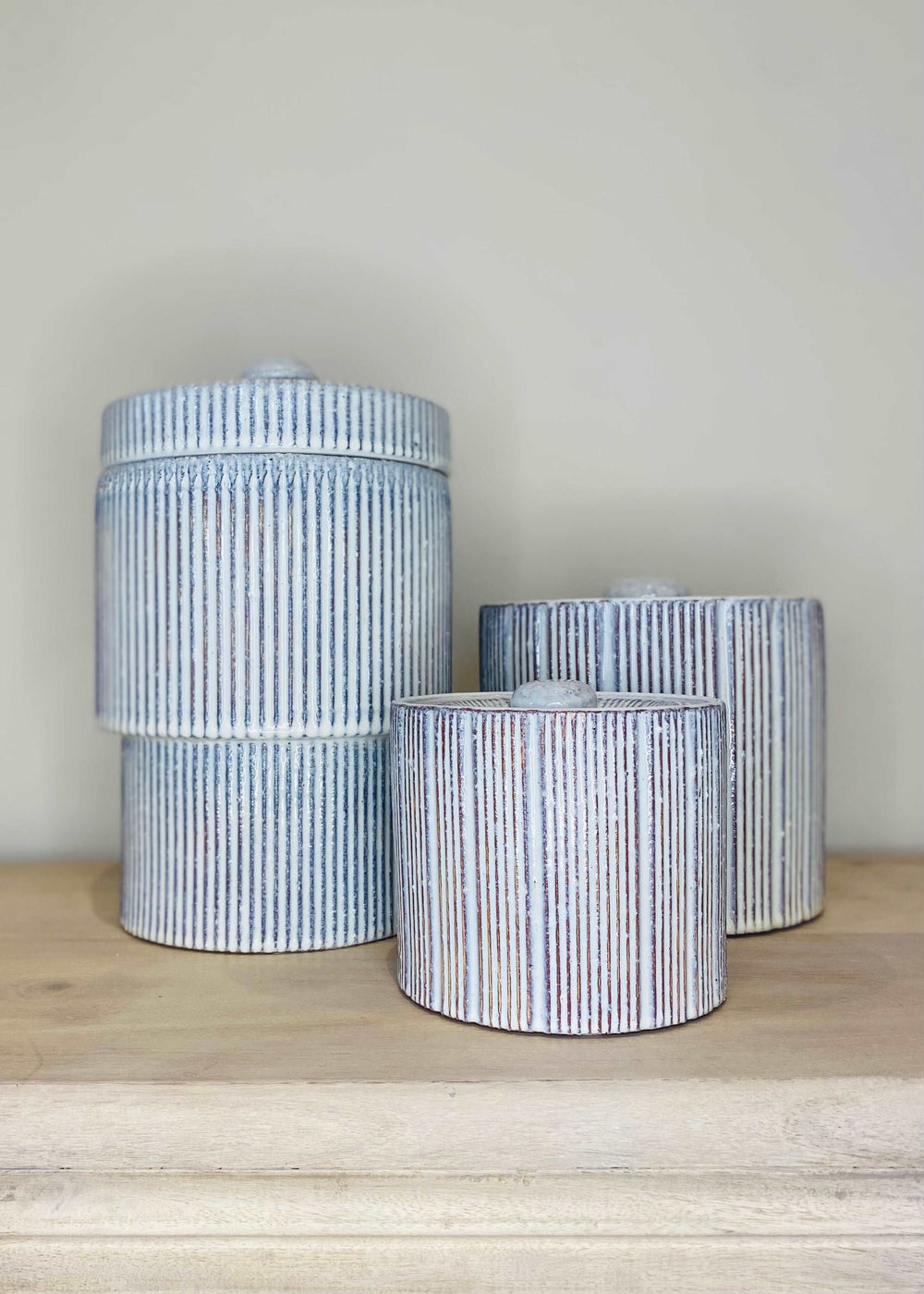 Small 'Padstow' Striped Lidded Jar