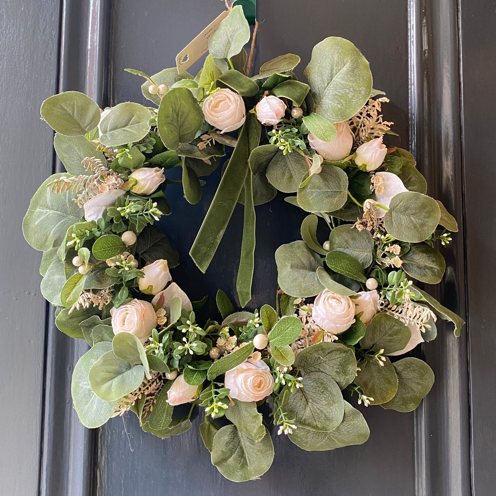 
                      
                        Pearl Faux Flower White Wreath
                      
                    