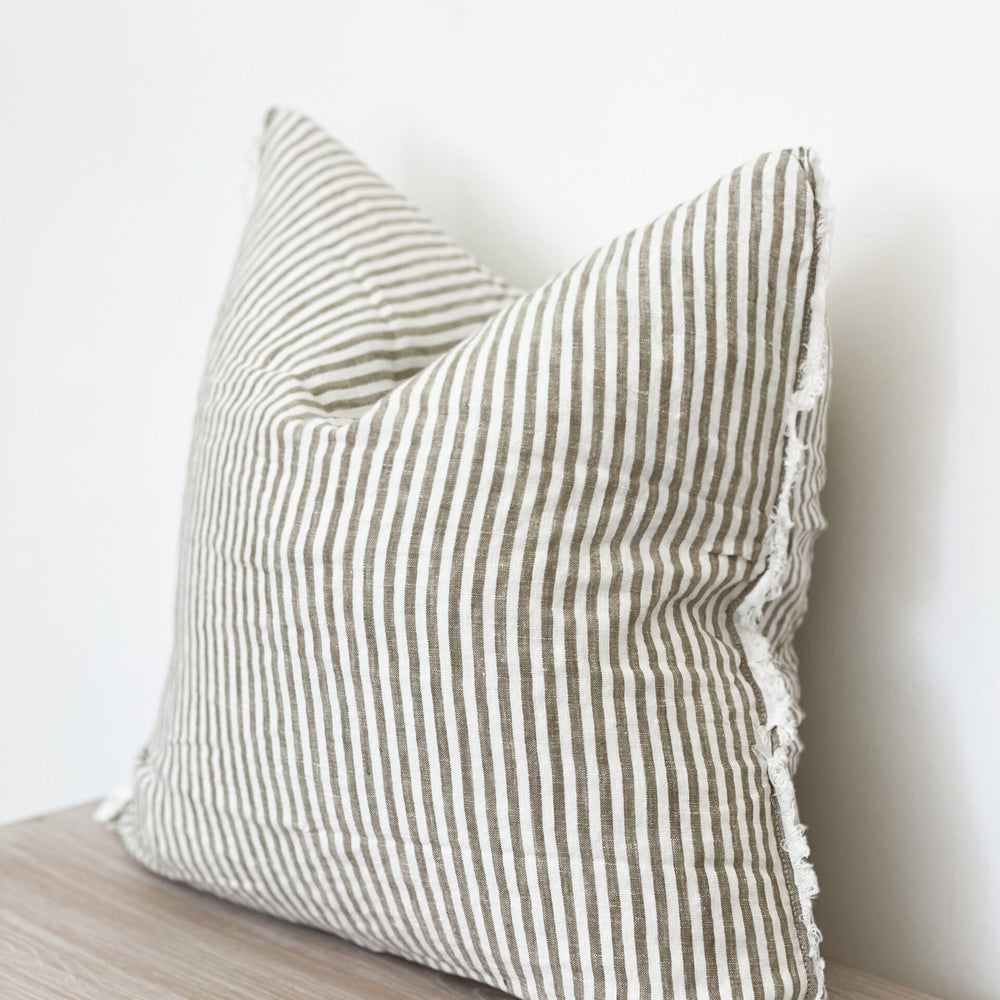 
                      
                        Camille Frayed Edge Olive Stripe Cushion 45x45cm
                      
                    