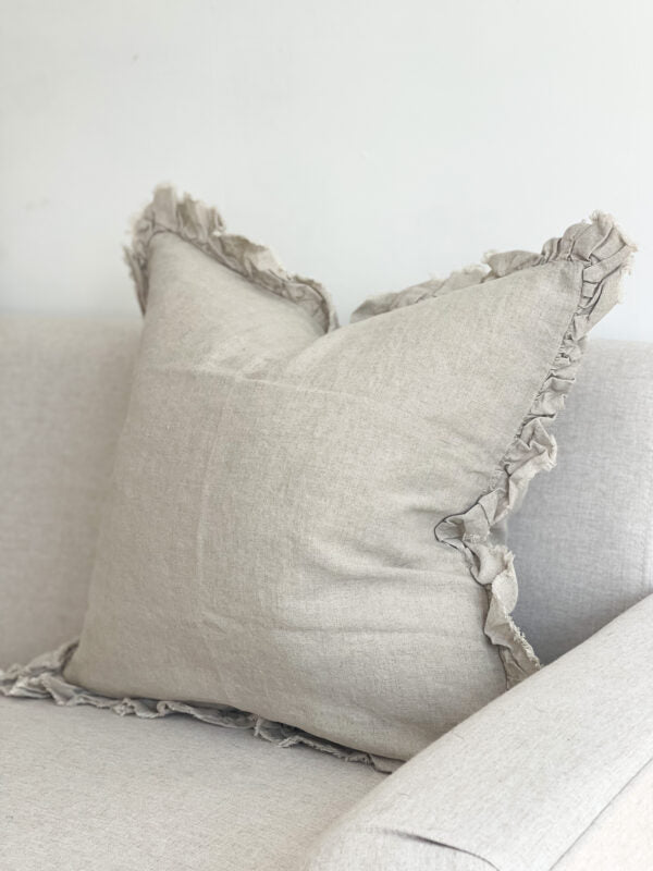 
                      
                        Ottilie Ruffled Edge Linen Beige Cushion 45x45cm
                      
                    