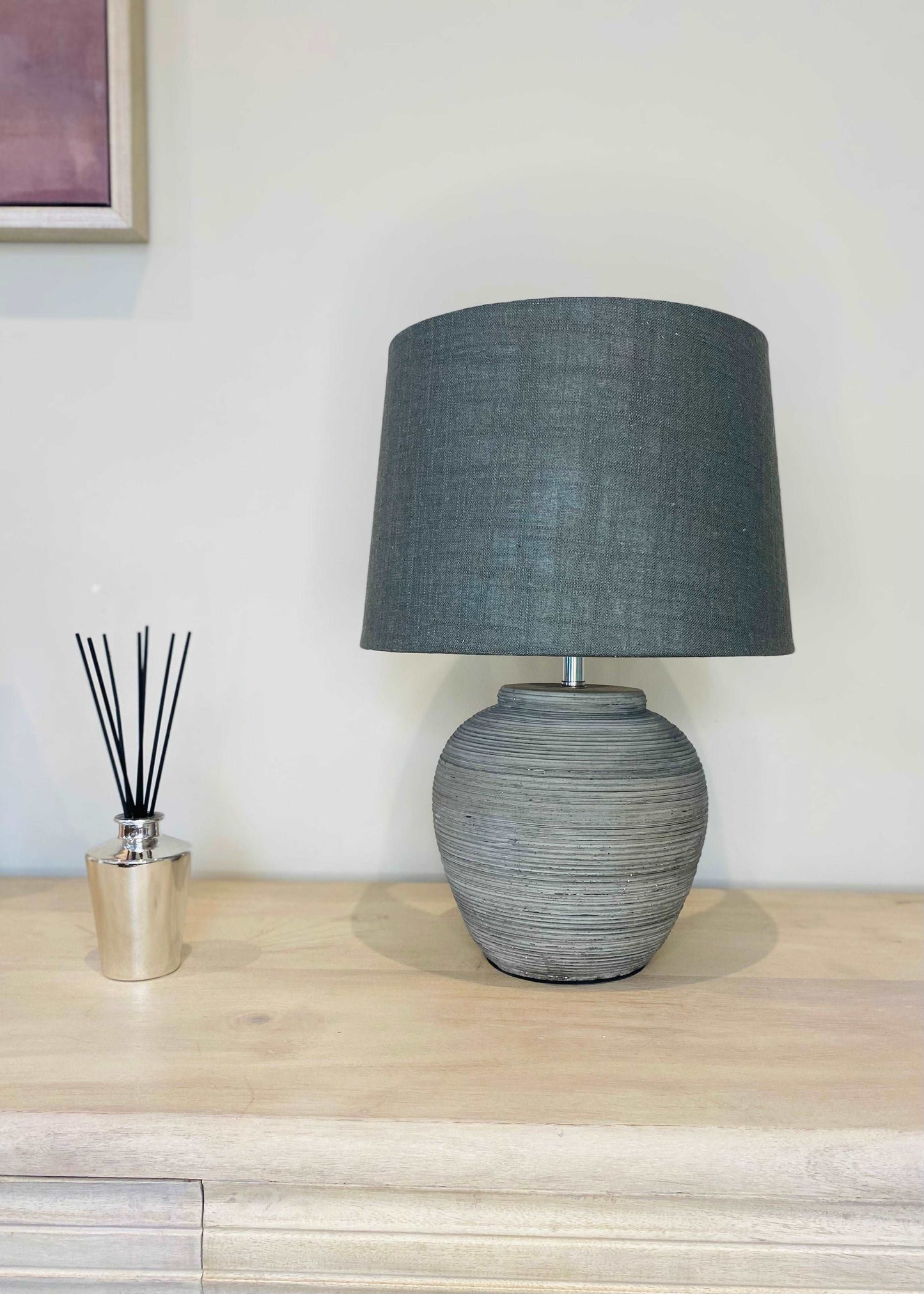 The Apollo Distressed Stone Table Lamp & Shade