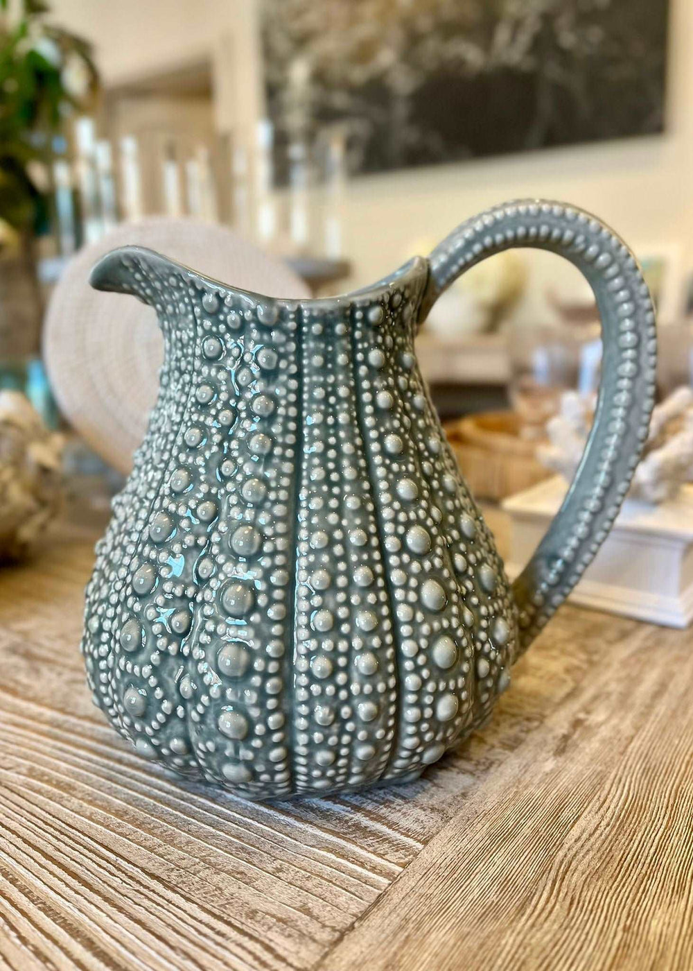 The Perranporth Grey Urchin Porcelain Bobble Jug