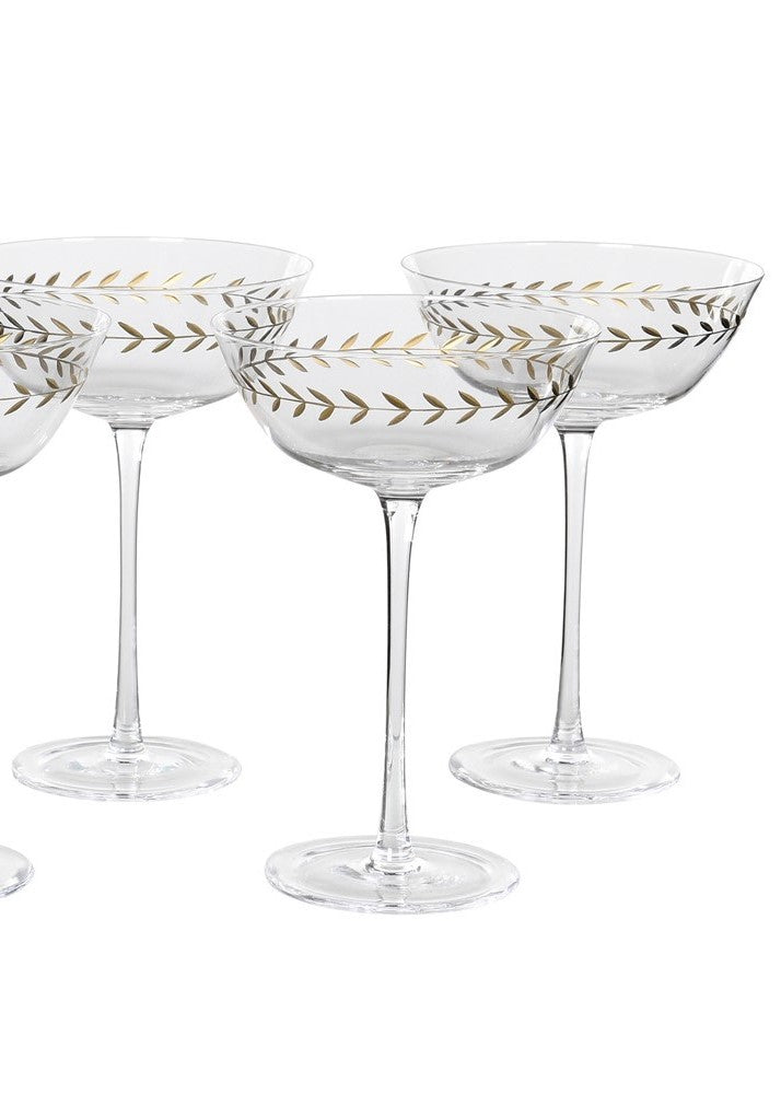 Dionysus Gold Leaf Martini/Champagne Glasses