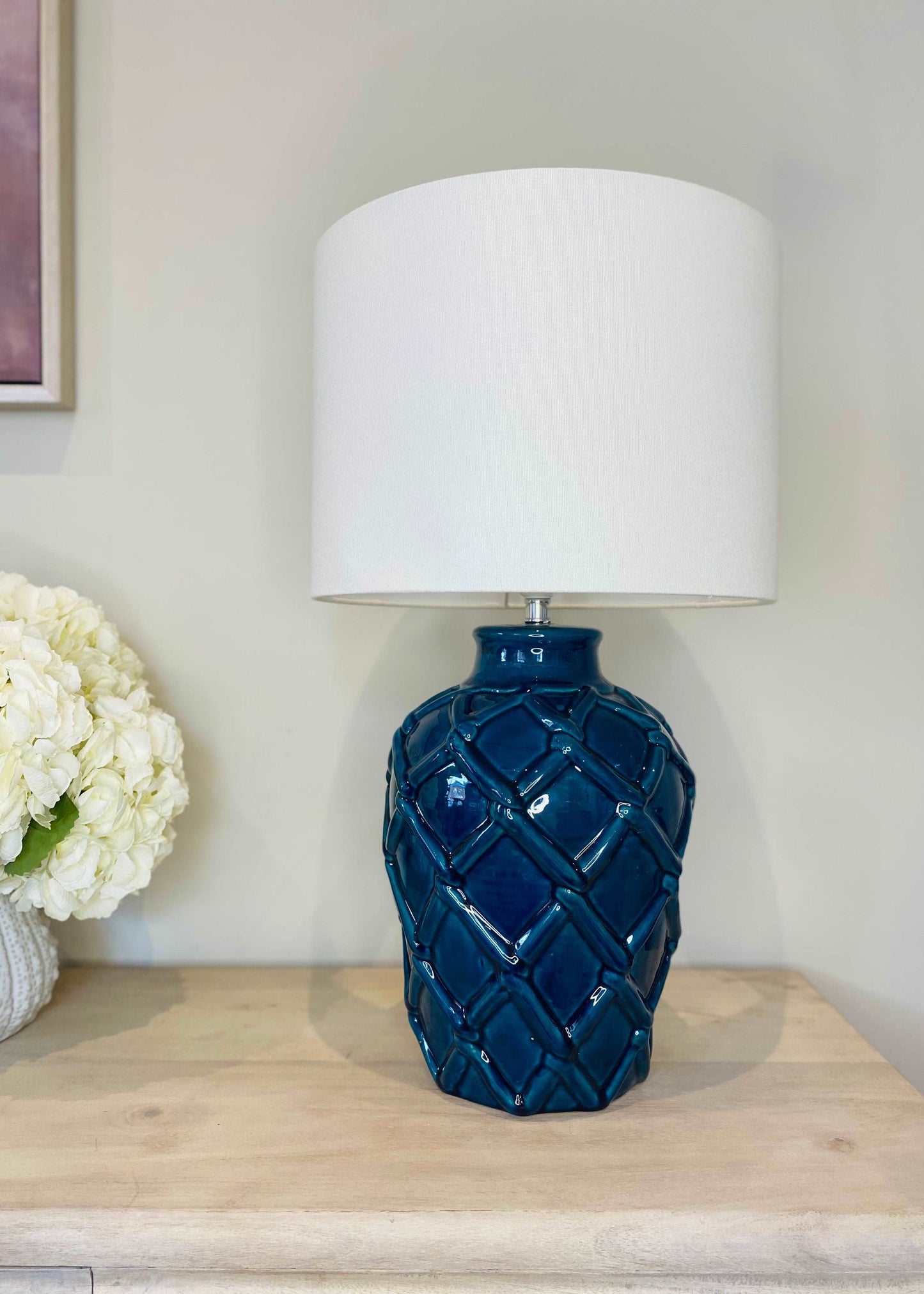 The Salcombe Ceramic Rope Lamp & Shade - Blue