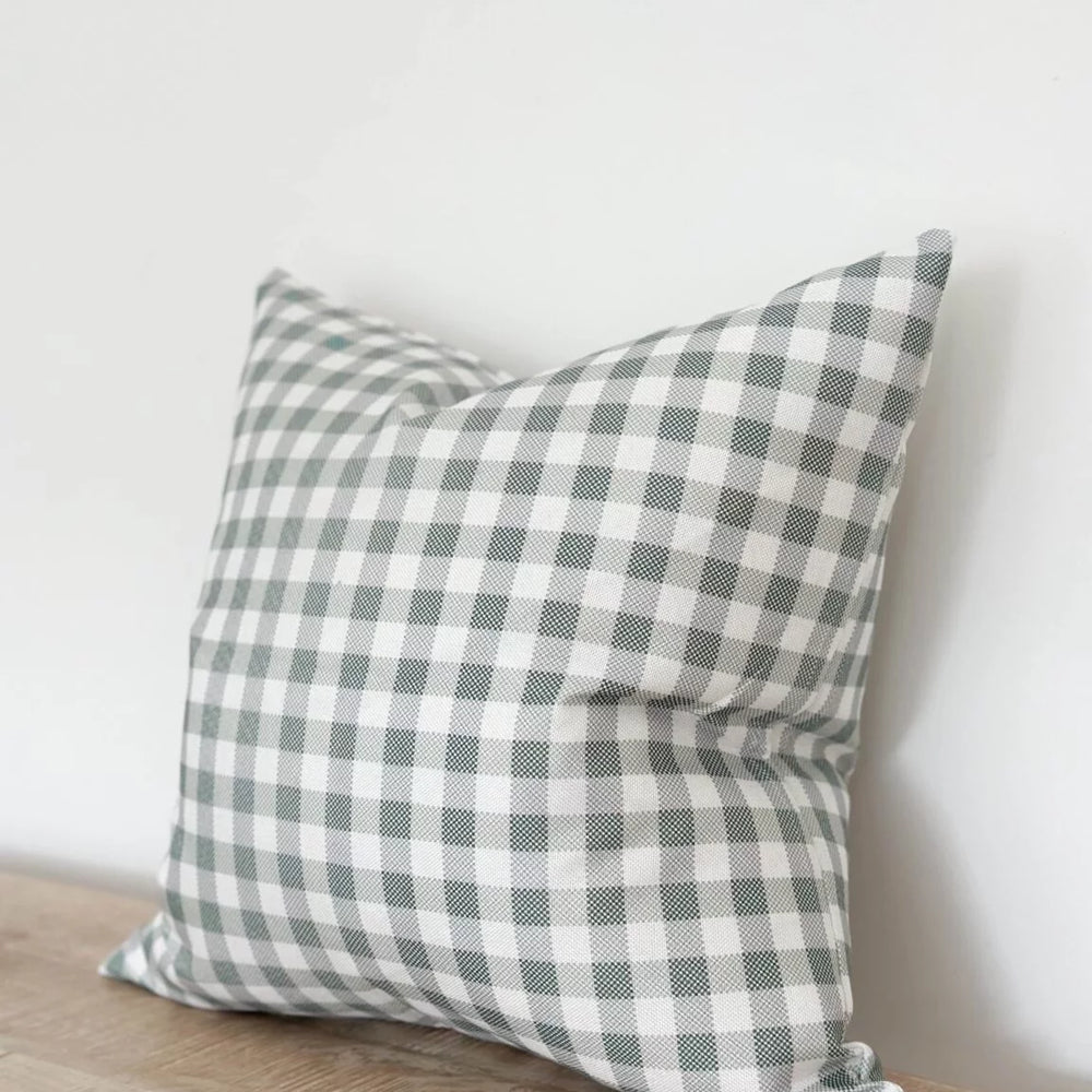 Iris Green Check Duck Feather Cushion 45x45cm