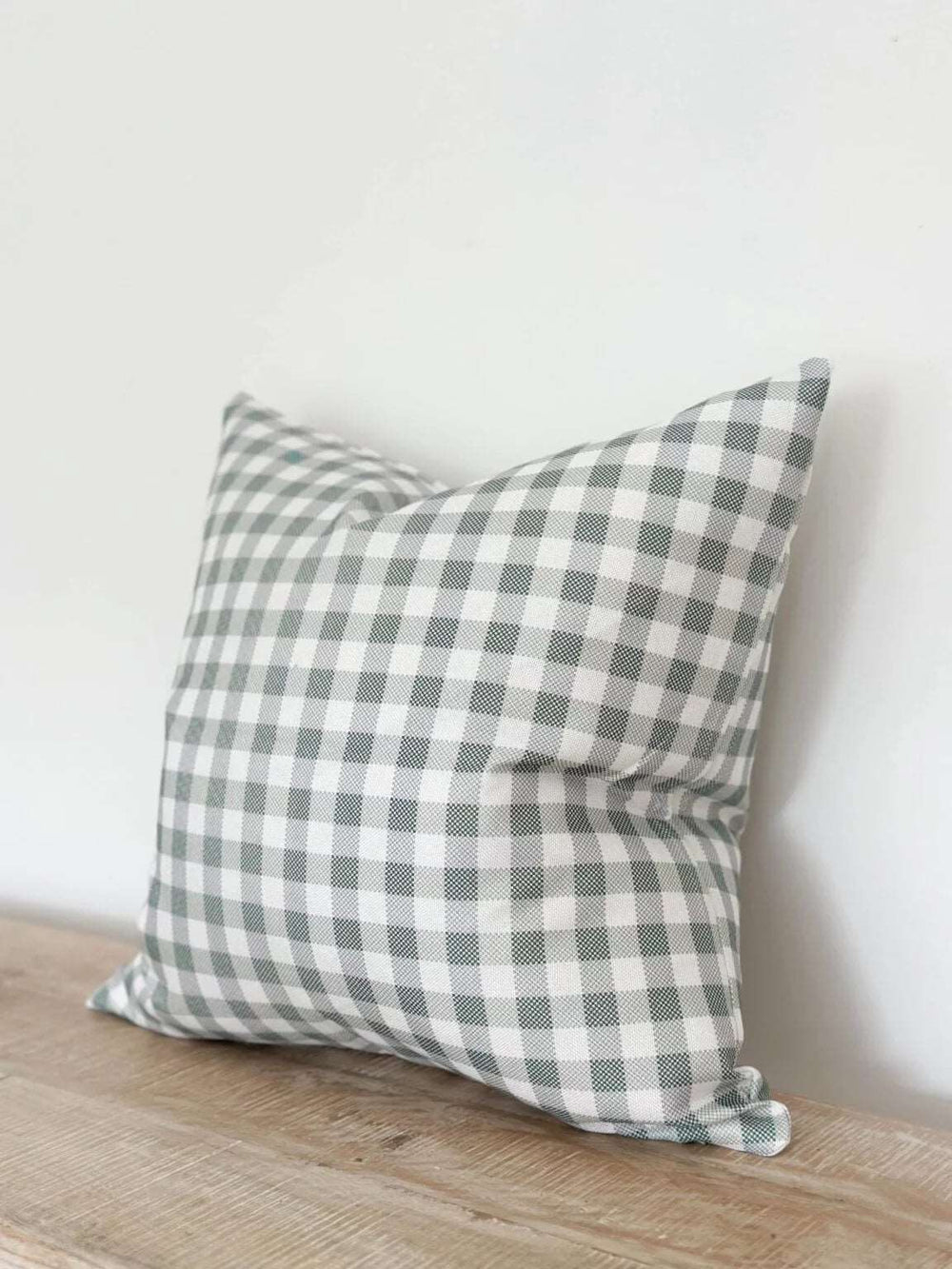 Iris Green Check Duck Feather Cushion 45x45cm