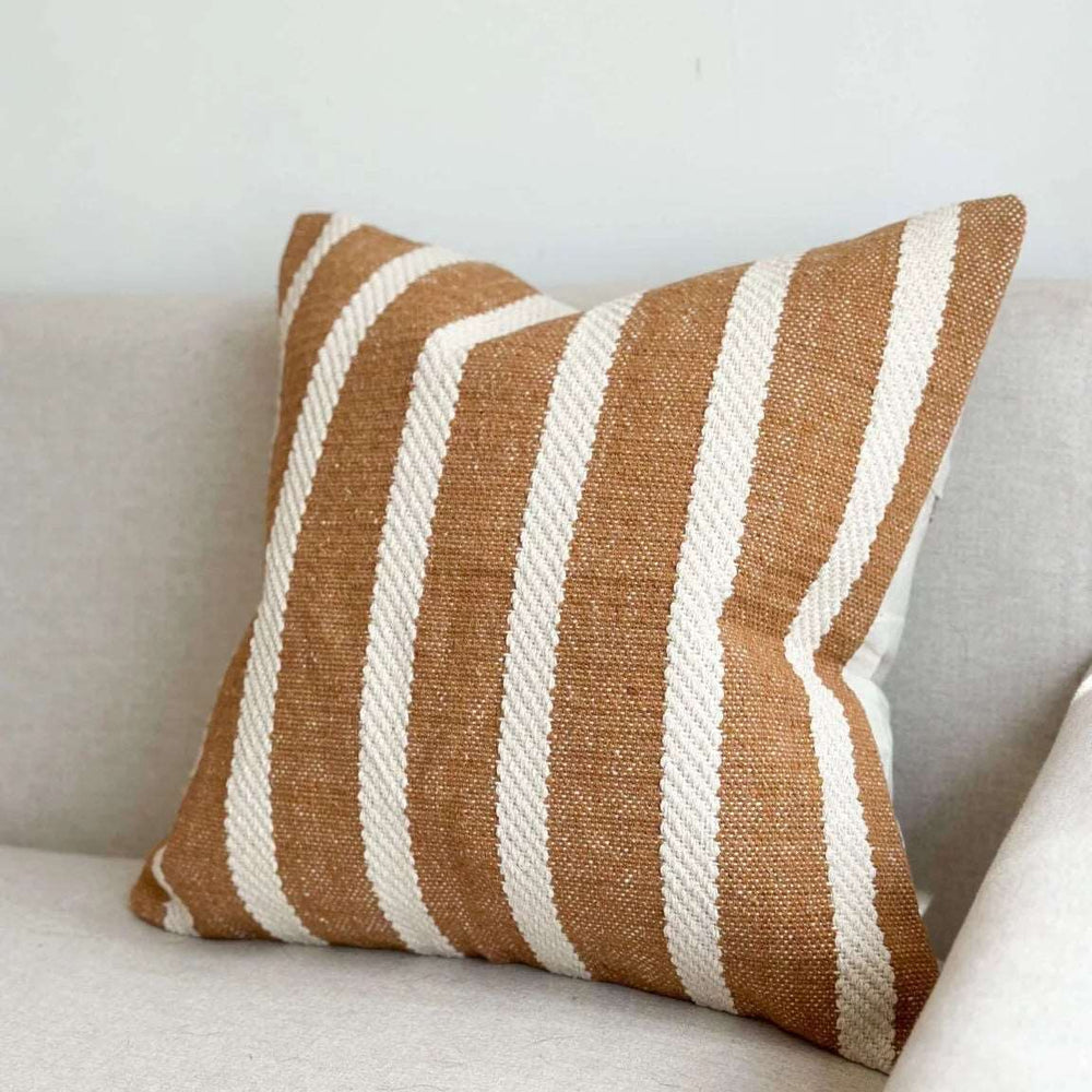 
                      
                        Helena Rust & Cream Stripe Feather Cushion
                      
                    