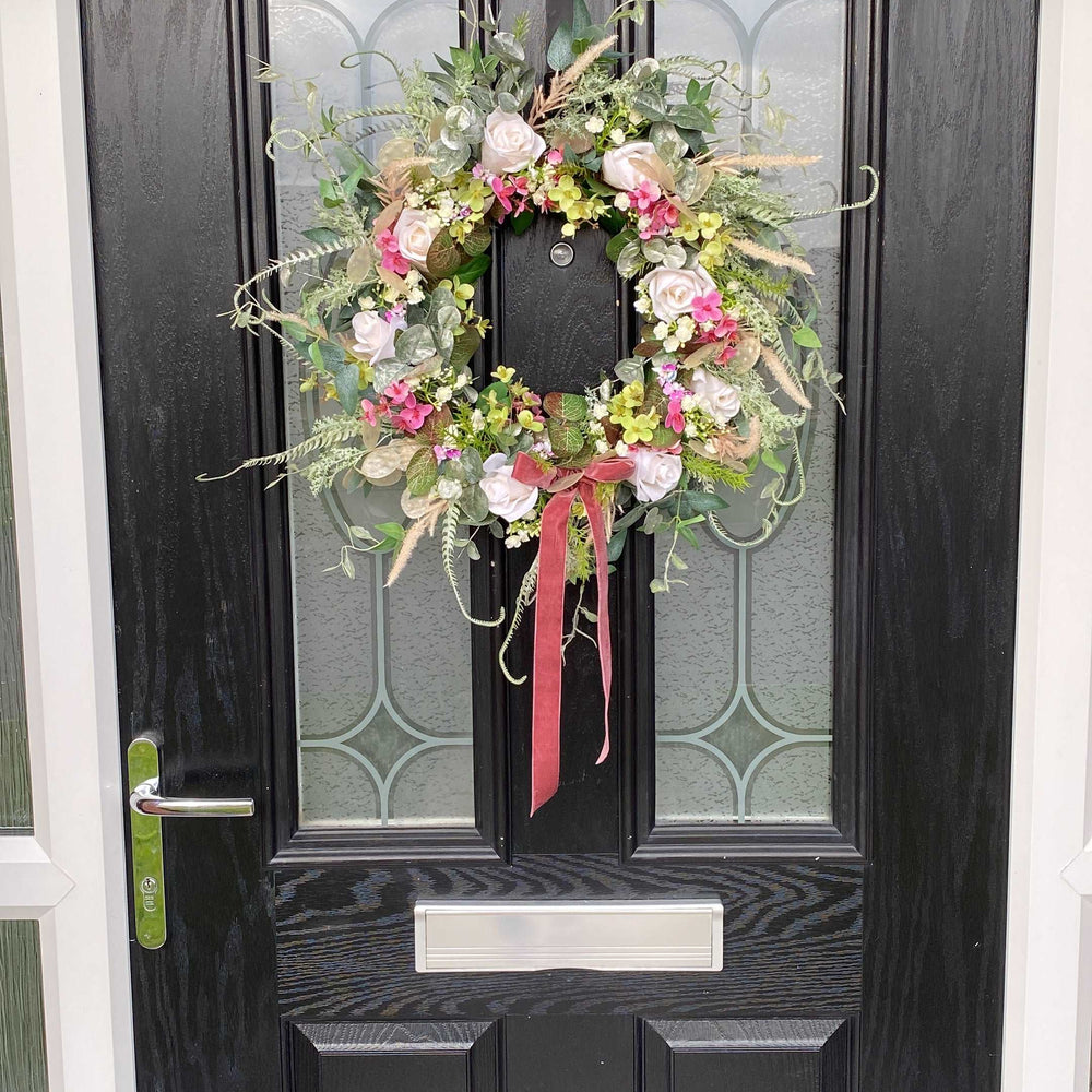 Pink Blushes Faux Flower Wreath