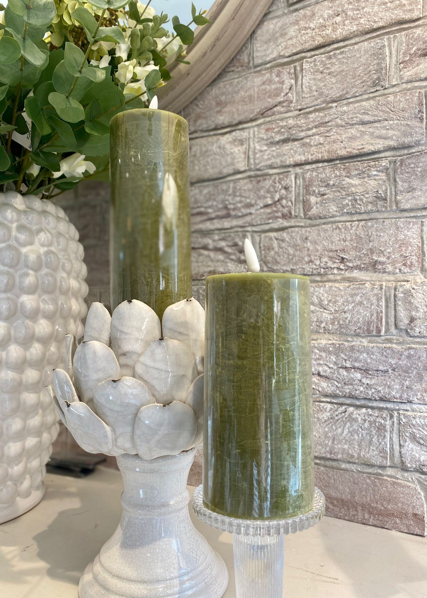 Faux Flame - Moss Green Candles