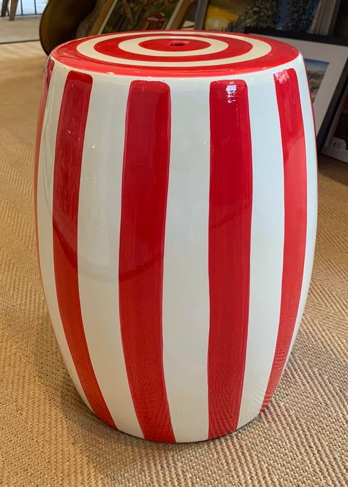 
                      
                        The Matisse Red Stripe Ceramic Stool
                      
                    