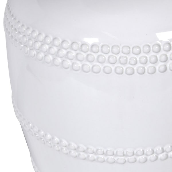 The Alcester White Beaded Lamp with Linen Shade