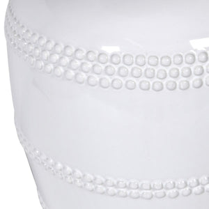 The Alcester White Beaded Lamp with Linen Shade